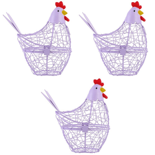 3Pièces Panier Métallique Violet Oeufs Décor Cuisine Polyvalent 1