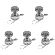 5St Kleine Zilveren Rvs Asbak Sleutelhanger Multifunctioneel