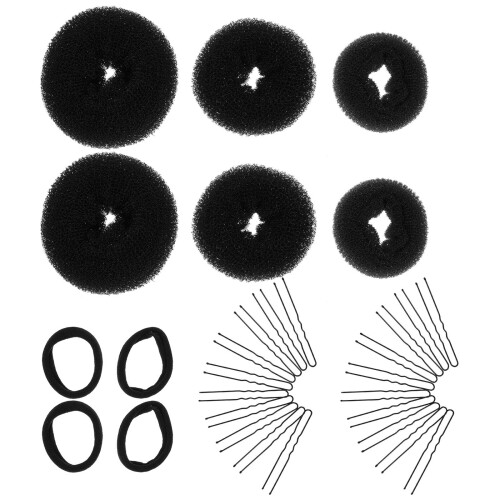 4Ensembles Outils Chignon Noir Élégante Volume Et Maintien 1