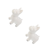2St Stevige Keramische Puppy Spaarpot Wit Voor Thuisdecor