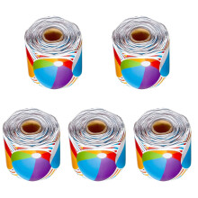 5Rollen Vrolijke Strandbal Border Sticker Voor Feestdecoratie