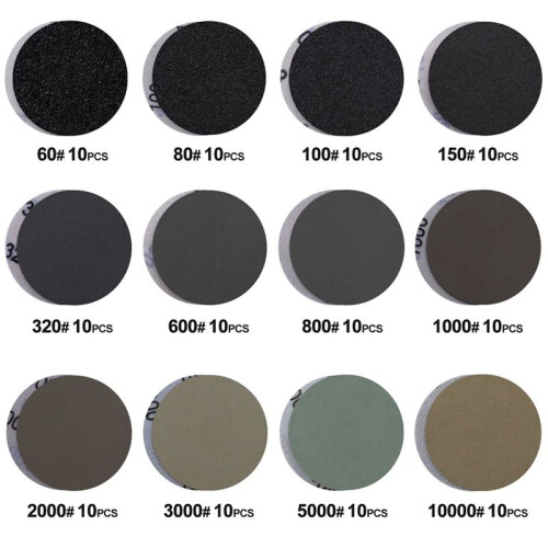 131 Unidades de Discos de Lixa de 3 Polegadas com Lixa de Grão 60-10000, Kit de Restauração de Farol de Carro para Lixamento Úmido e Seco 2