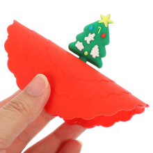 6St Warmtebestendig Siliconen Bekerdeksels Rood Kerst Decoratie