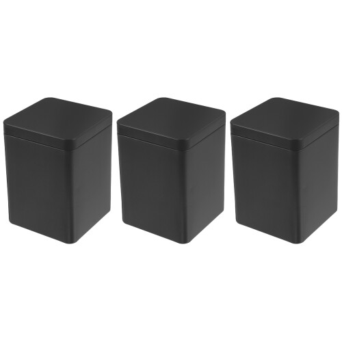 3Pièces Boîtes De Conservation Carrées Noir Pour Bonbons 2