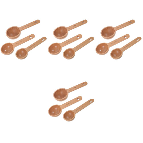 12Pièces Cuillères En Bois Khaki Café Épices 1
