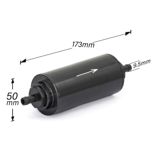 Aluminiumbränslefilter för E85-Filtersystem med 100 Mikron Stålelement 9 mm Adapterkopplingar 1