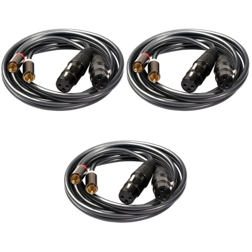 3Pièces Câble Double Xlr Noir Anti-Interférences Pour Audio 1