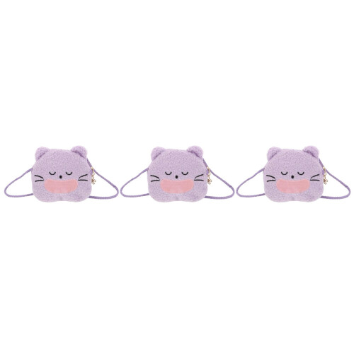 3Pièces Sac Chat Peluche Violet Pour Filles Usage Polyvalent 1
