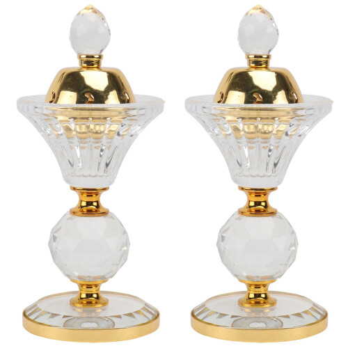 2Pièces Encensoir Cristal Style Décor Élégant 1