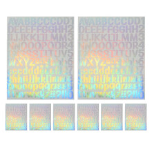 8Feuilles Stickers Décoratifs Vinyle Holographique Lettres Chiffres
