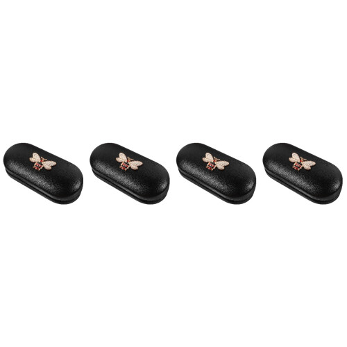 4Pièces Organizer Lunettes PU Noir Double Usage Compact 2
