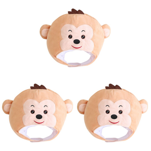 3Pièces Chapeaux Peluche Singe Beige Accessoire Costume 1