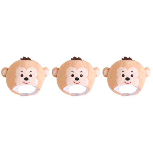 3Pièces Chapeaux Peluche Singe Beige Accessoire Costume 2