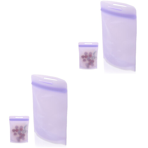 2Pièces Stockage Alimentaire Violet Silicone Sceau 1