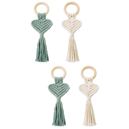 4Pièces Accessoires Serviette Cœur Bois, Décor 1