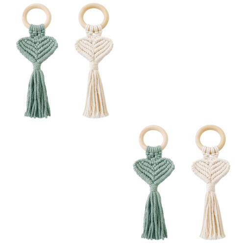 4Pièces Accessoires Serviette Cœur Bois, Décor 2