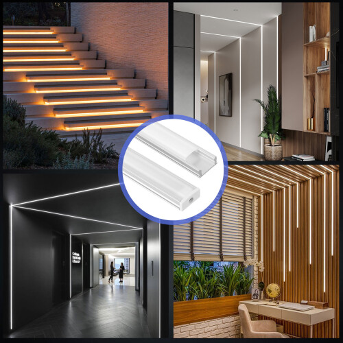 20Ensembles Diffuseur LED Plat Aluminium U Argenté Laitée 2