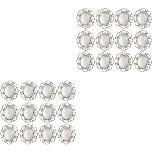 60Pièces Kits Blanks Broche Argent DIY Pour Photos Gravures 2