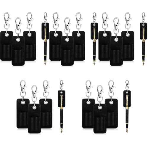 20Pièces Porte-Stylo PU Noir Multifonction Et 1