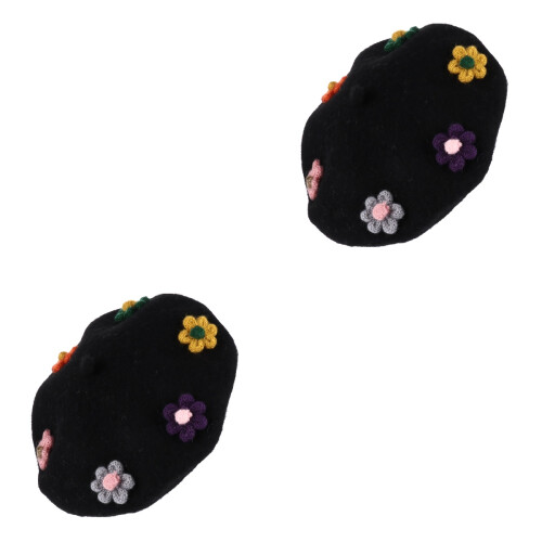 2St Zwarte Wol Hoed Stijlvolle Accessoire 2