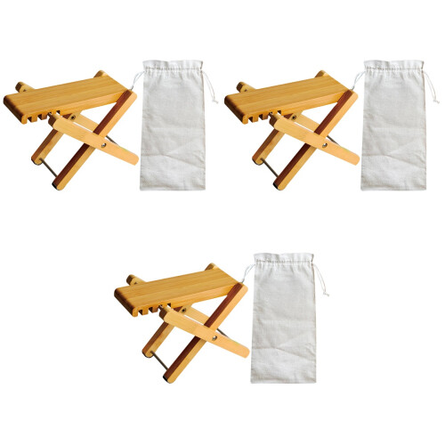 3Pièces Tabourets Guitare Réglables En Bois Pliable Marron 1