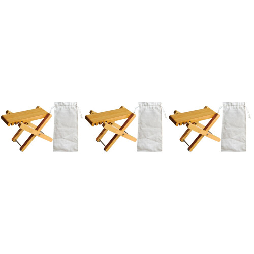3Pièces Tabourets Guitare Réglables En Bois Pliable Marron 2