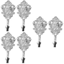6Pièces Crochet Fixation Rideaux Argenté En Zinc Motif Rose Élégant