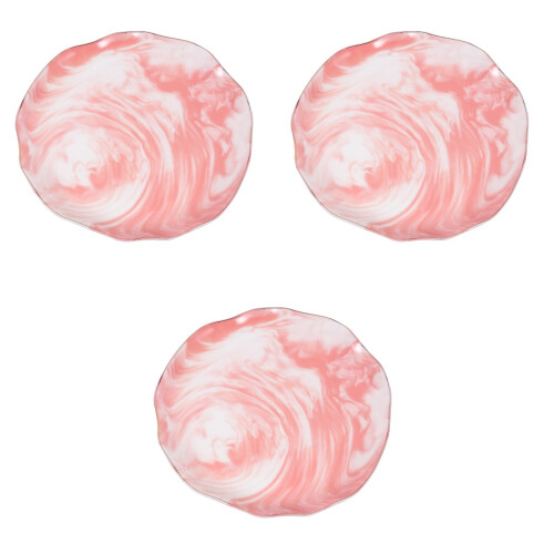 3Pièces Plateaux Design Rose En Céramique Pour 2