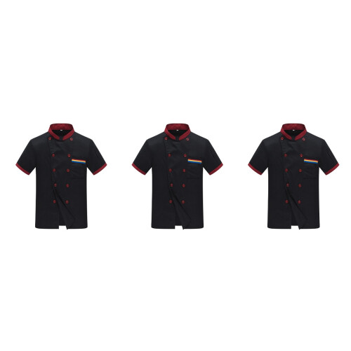 3Pièces Veste Chef Courtes Respirante Facile Entretien 2