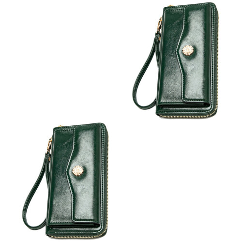 2Pièces Mode Vert En Cuir Et 2