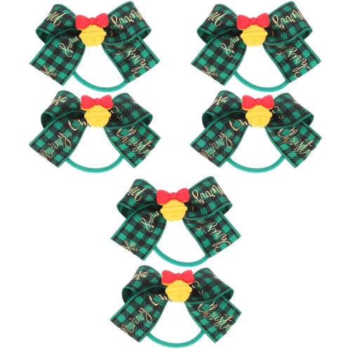 6Pièces Noeuds Élastiques En Tissu Vert Accessoires Filles 1