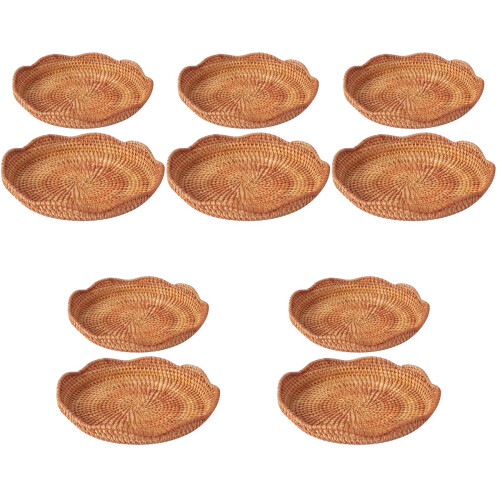 10Pièces Corbeille Clé Rangement Osier Naturel Marron Clair 1