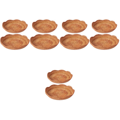 10Pièces Corbeille Clé Rangement Osier Naturel Marron Clair 2