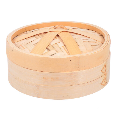3Sets Dim Sum En Dumpling Bamboe Khaki - Handgemaakte Stoommand