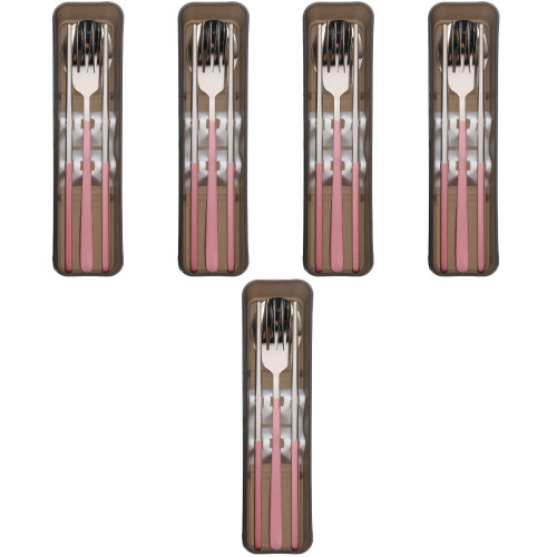 5Ensembles Rose Portable Fourchette, Étui 2
