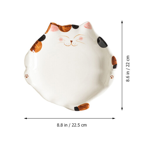 4Pièces Plates Céramiques Blanches Chat Résistantes Pour Apéritifs 1