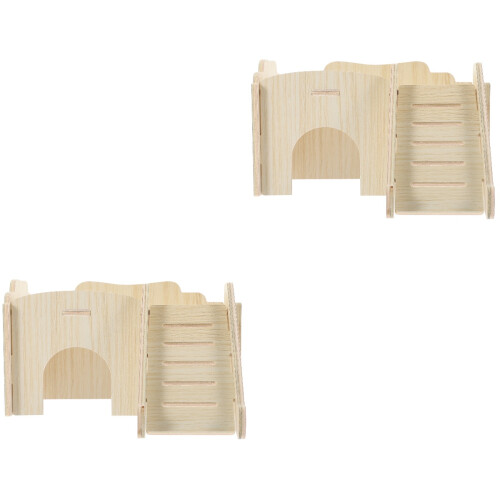 2Pièces Villa Hamster En Bois Khaki Petits Rongeurs 1