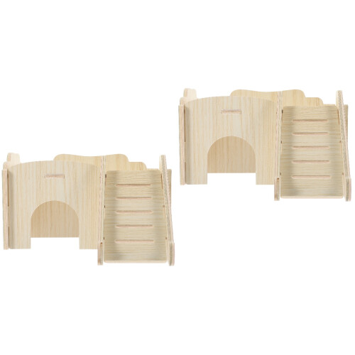 2Pièces Villa Hamster En Bois Khaki Petits Rongeurs 2