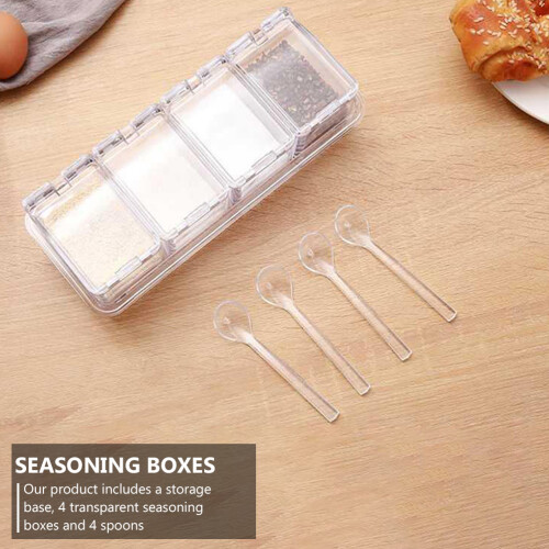 4Boîtes De Rangement Épices Blanches Cuisine En Ps 2
