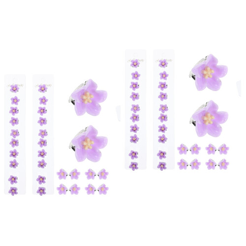 60Pièces Mini Pinces Fleurs Violet Décoratives Pour Enfants 2