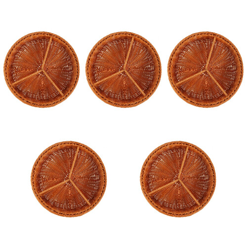 5Pièces Corbeille Décorative Tressée Marron Clair Résistante 1