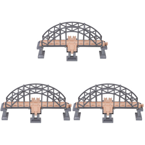 3Pièces Pont Mini Train Bois ABS Gris Jouet Développement 1