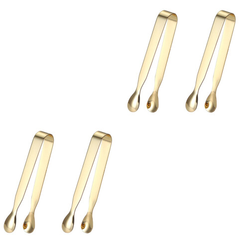 4Pièces Petites Pinces Dorées Acier Inoxydable Usage Maison Barbecue 1