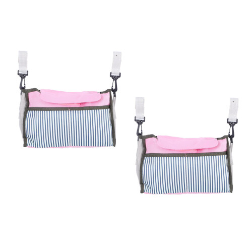 2Pièces De Rangement Poussette Nylon Durable Noir Beige 1