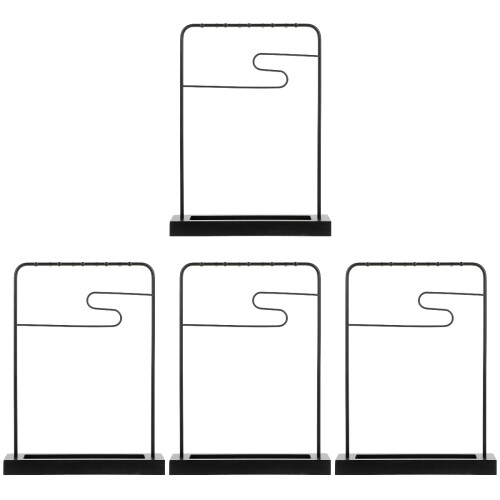 4Pièces Support Pinceaux Fer Noir Élégant Décor 1