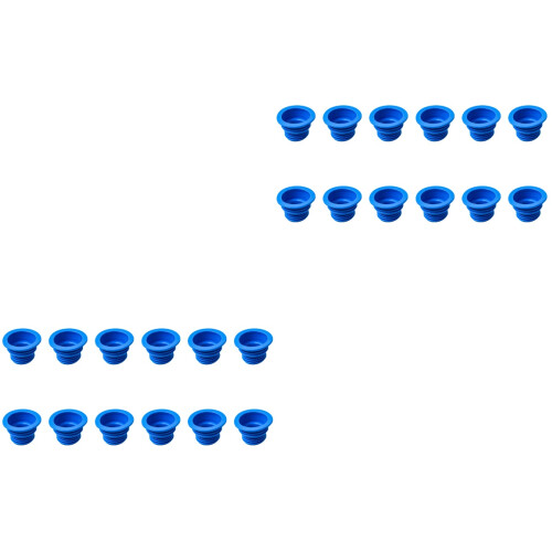 24Pièces Bouchons Silicone Ajustables Bleu Pour Évier Salle De Bain 2