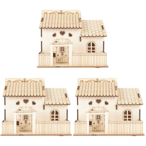 3Pièces Maison Beige En Bois Et Décorative 1
