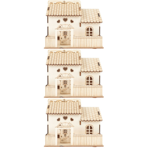 3Pièces Maison Beige En Bois Et Décorative 2