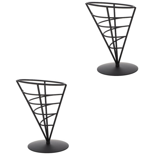 2Pièces Présentoir À Frites Noir Simple Résistant Pour Snack 1