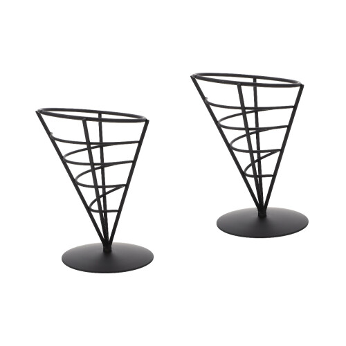 2Pièces Présentoir À Frites Noir Simple Résistant Pour Snack 2